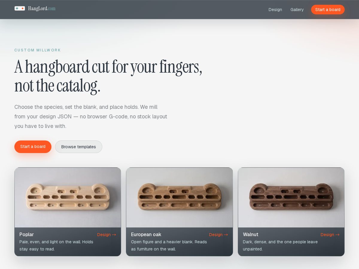 Landing-page snapshot of hanglord.com