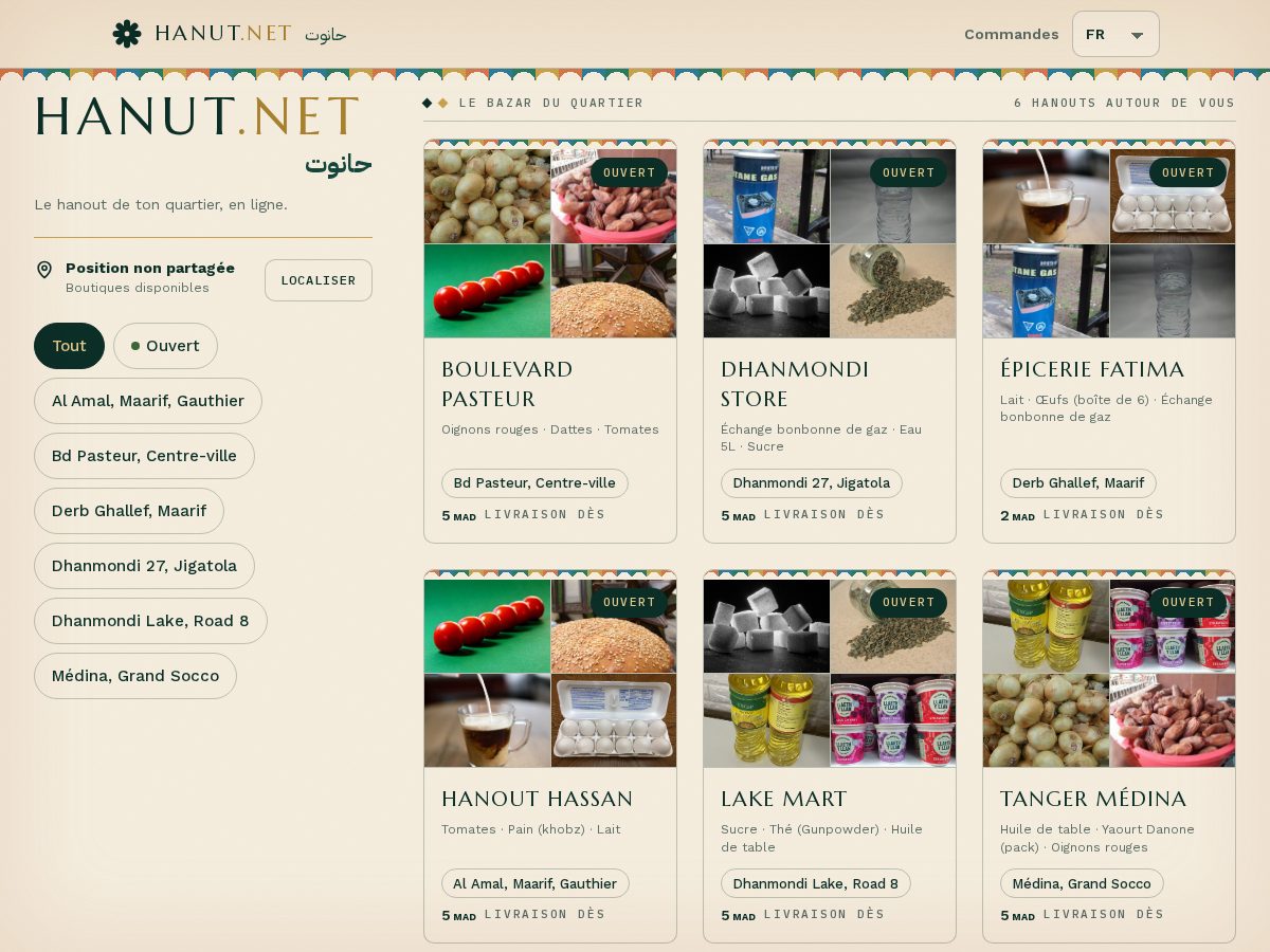 Landing-page snapshot of hanut.net