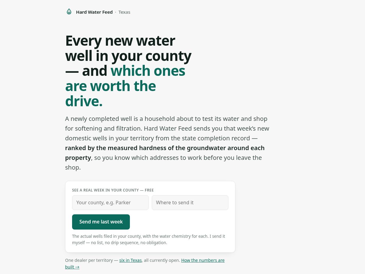 Landing-page snapshot of hardwaterfeed.com