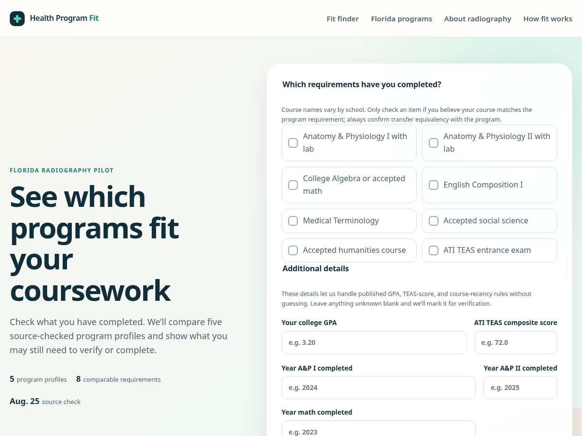Landing-page snapshot of healthprogramfit.com