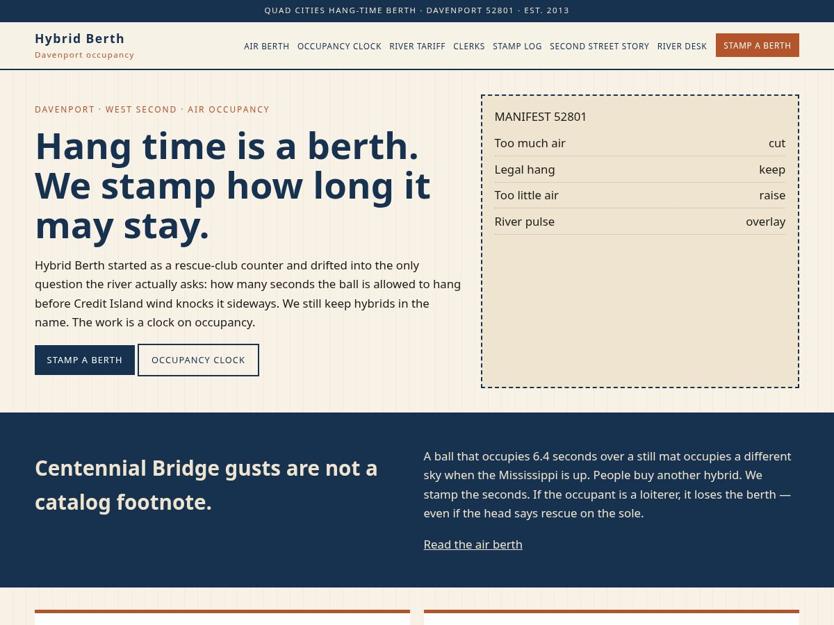 Landing-page snapshot of hybridberth.click