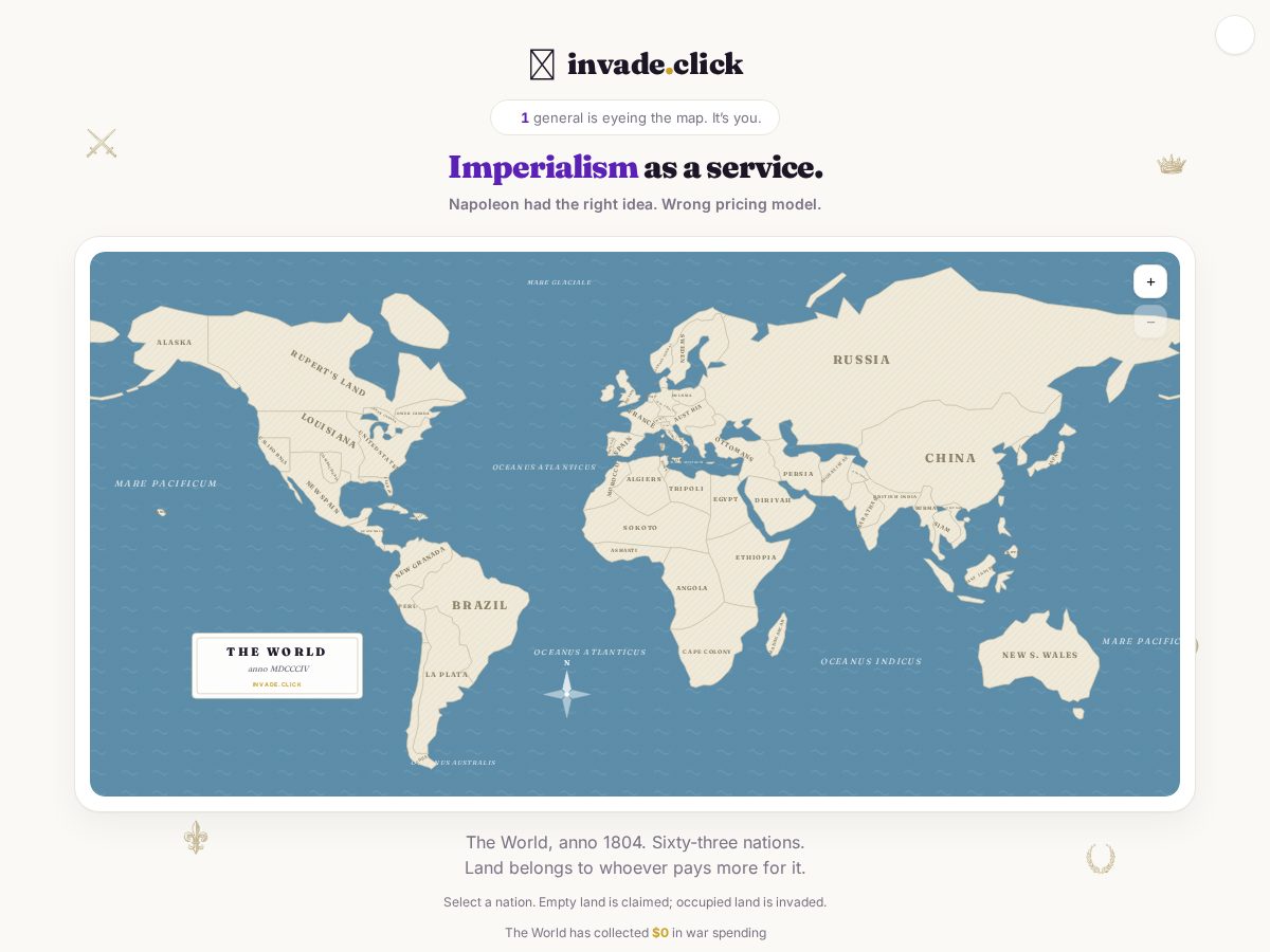 Landing-page snapshot of invade.click