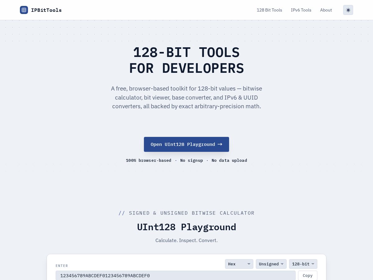 Landing-page snapshot of ipbittools.com
