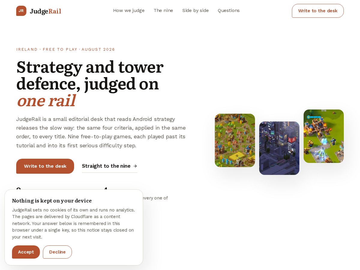 Landing-page snapshot of judgerail.com