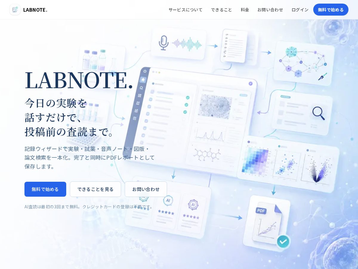 Landing-page snapshot of labnote.site