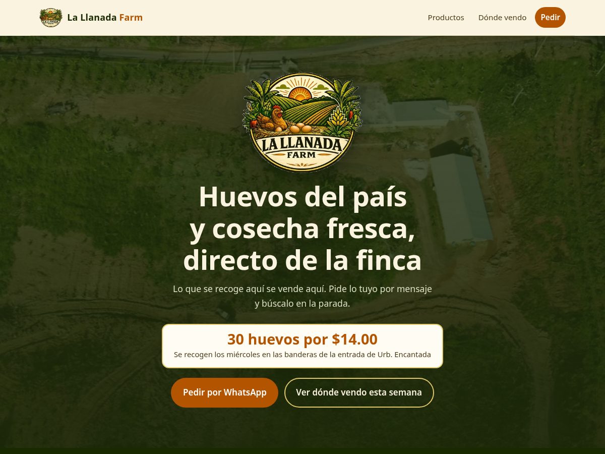 Landing-page snapshot of lallanadafarm.com
