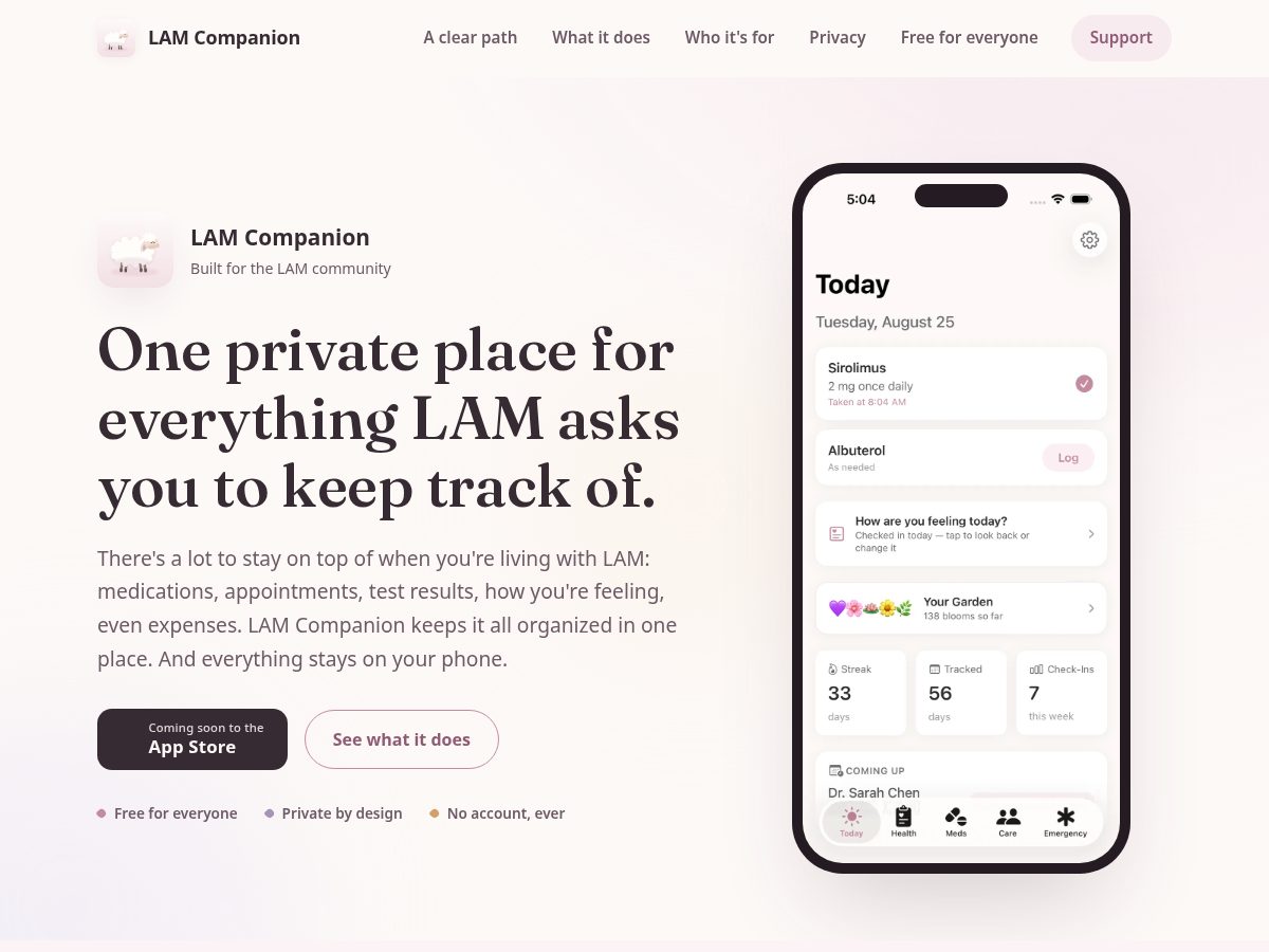 Landing-page snapshot of lamcompanion.com