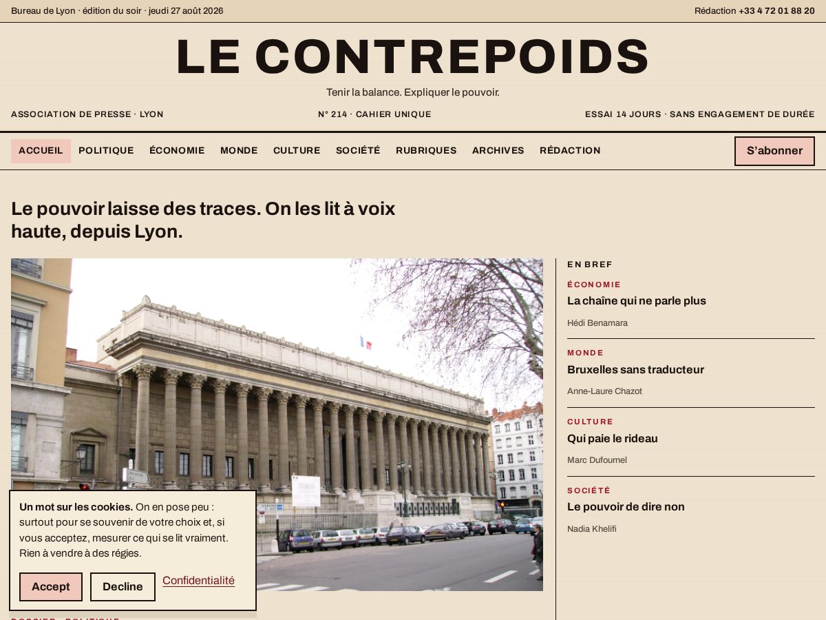 Landing-page snapshot of lecontrepoids.digital