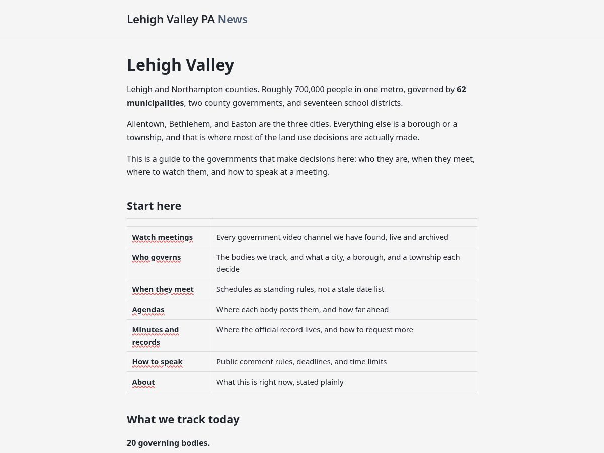 Landing-page snapshot of lehighvalleypa.news