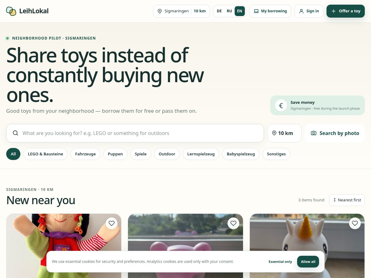 Landing-page snapshot of leihlokal.app