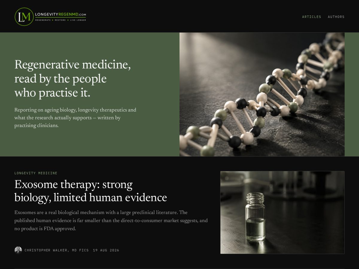 Landing-page snapshot of longevityregenmd.com