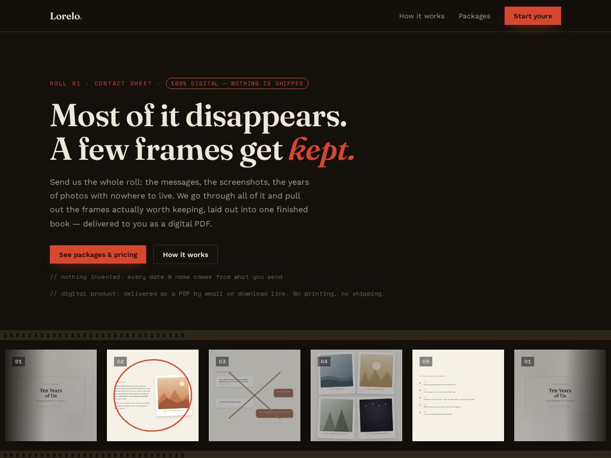 Landing-page snapshot of lorelo.art