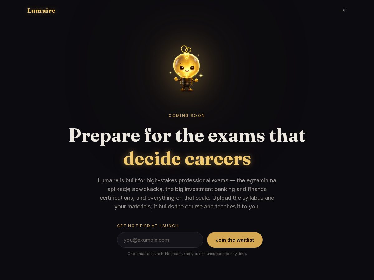 Landing-page snapshot of lumaire.space
