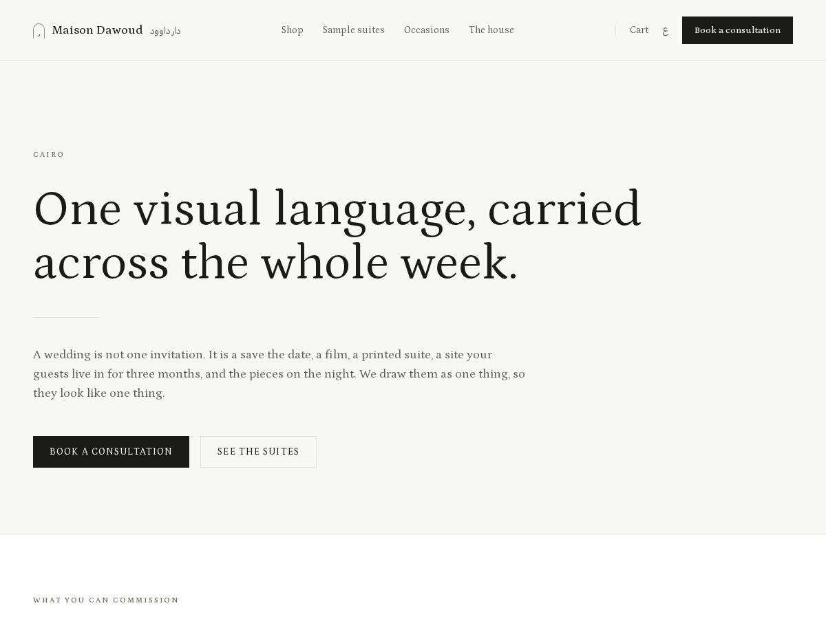 Landing-page snapshot of maisondawoud.com