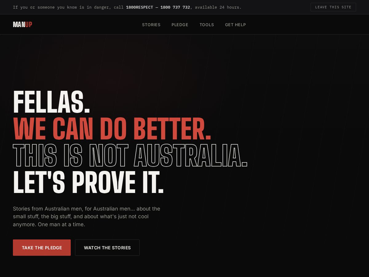 Landing-page snapshot of manup.one