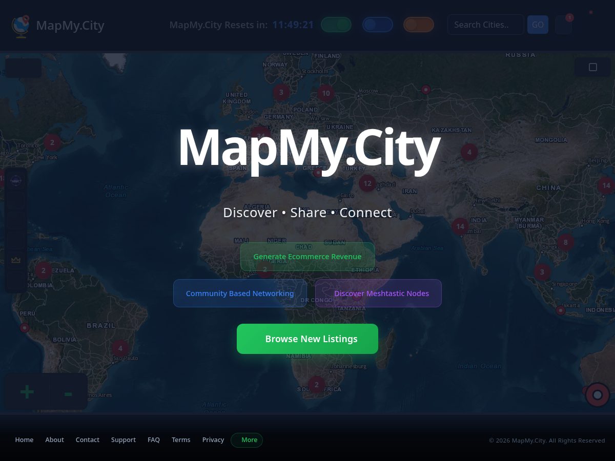 Landing-page snapshot of mapmycity.net