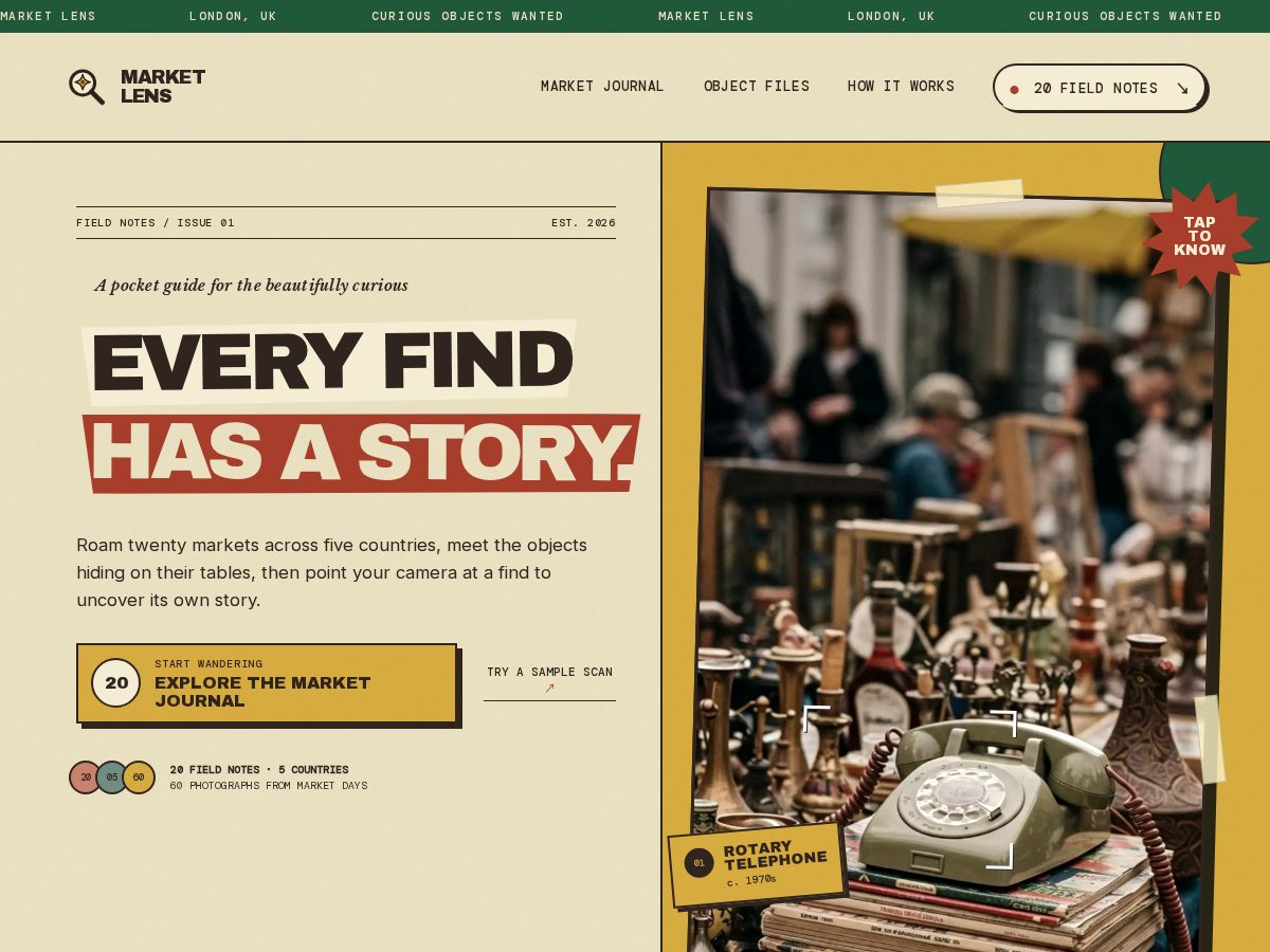 Landing-page snapshot of marketlens.photo