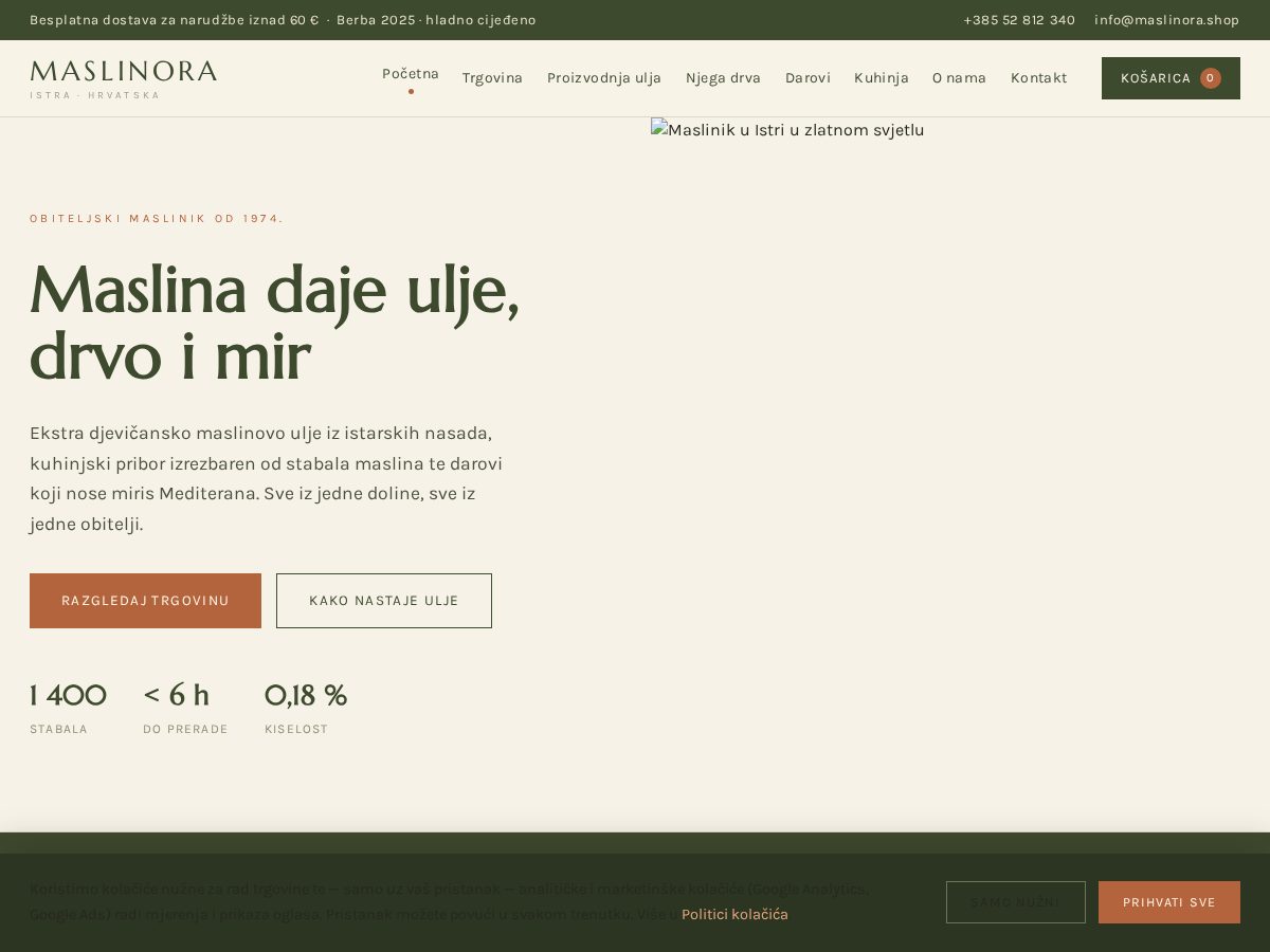 Landing-page snapshot of maslinora.shop