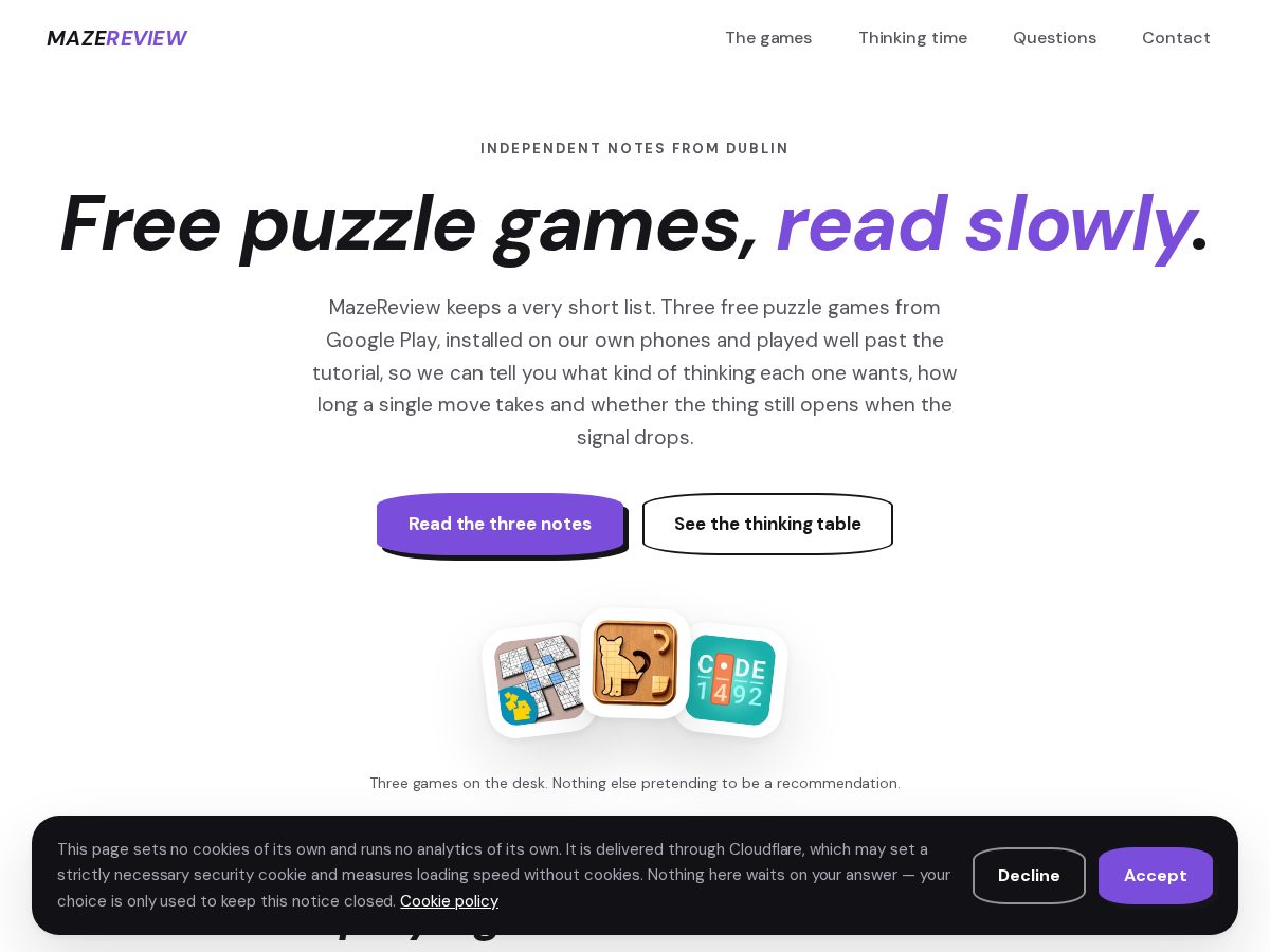 Landing-page snapshot of mazereview.com