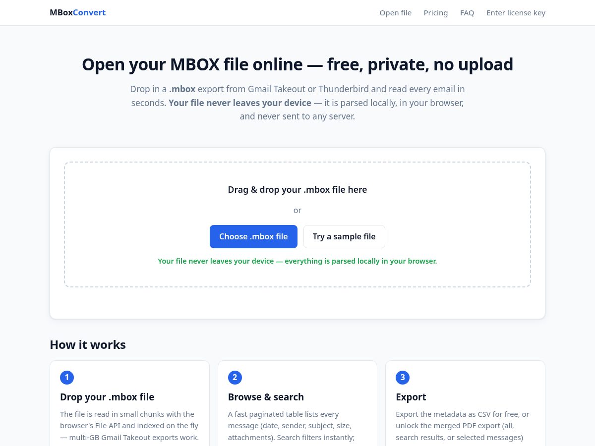 Landing-page snapshot of mboxconvert.com