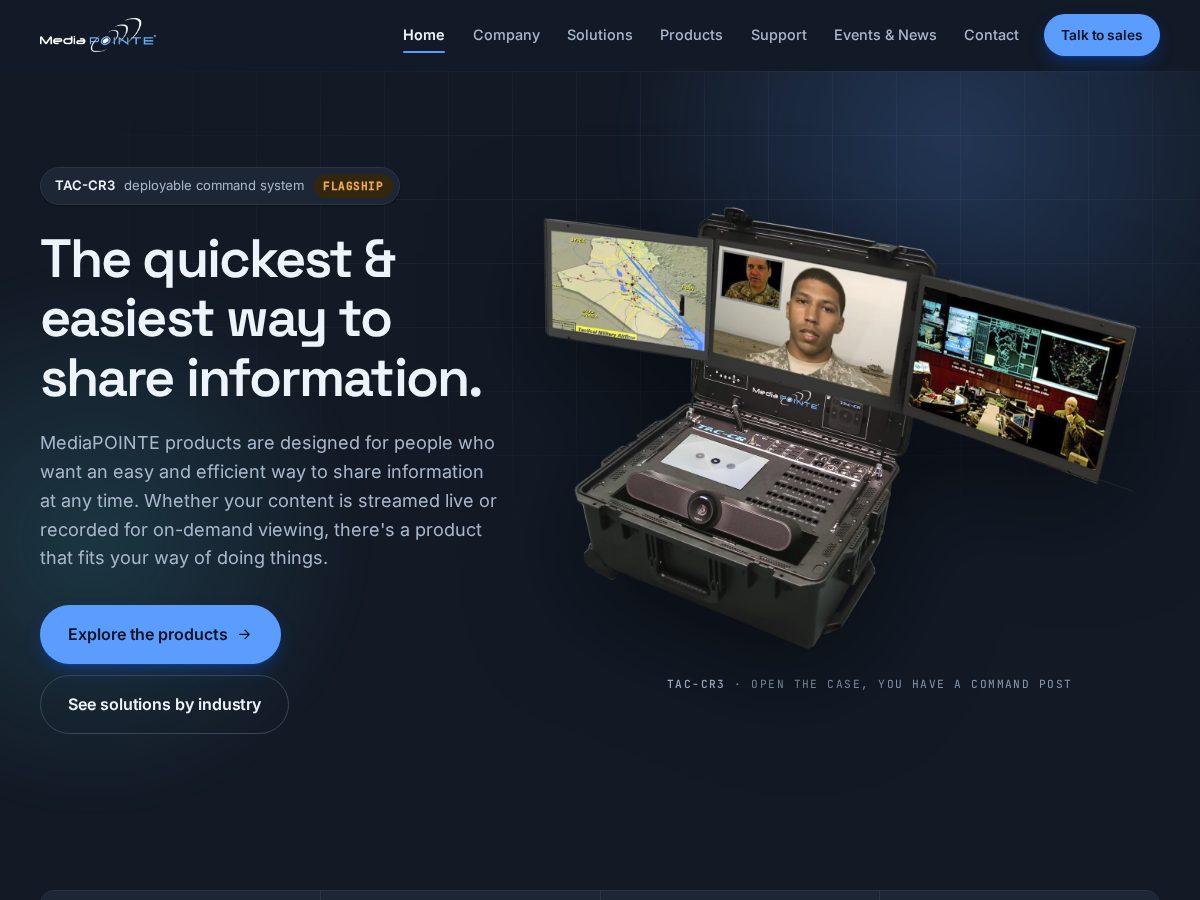 Landing-page snapshot of mediapointe-tactical.com