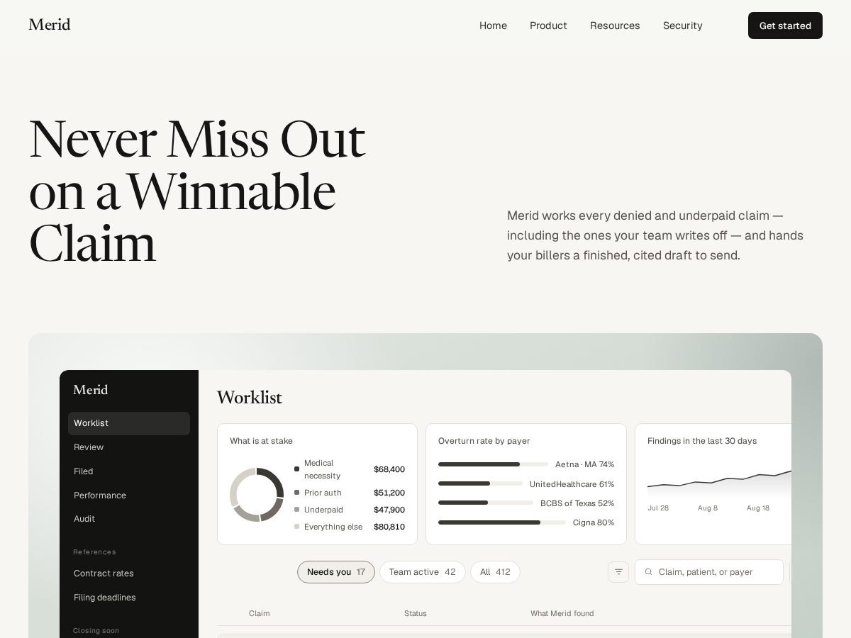 Landing-page snapshot of merid.health