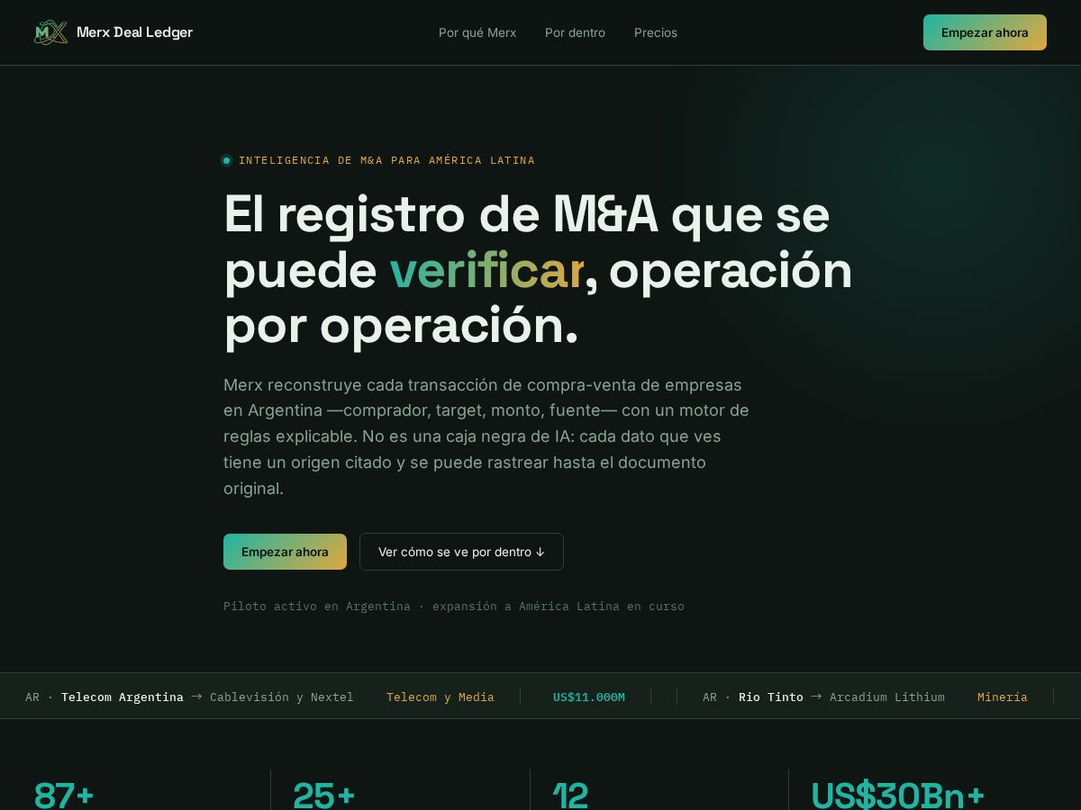 Landing-page snapshot of merxlatam.com