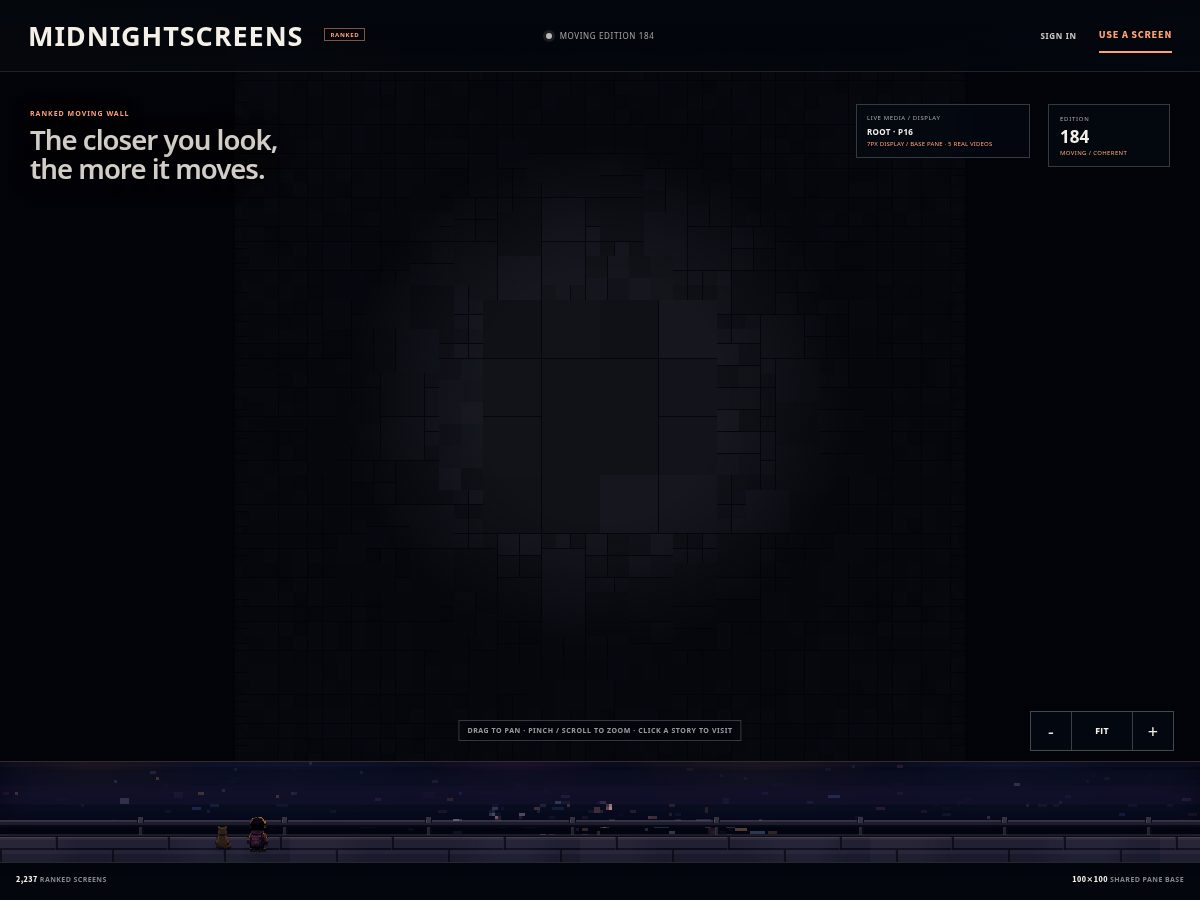 Landing-page snapshot of midnightscreens.com