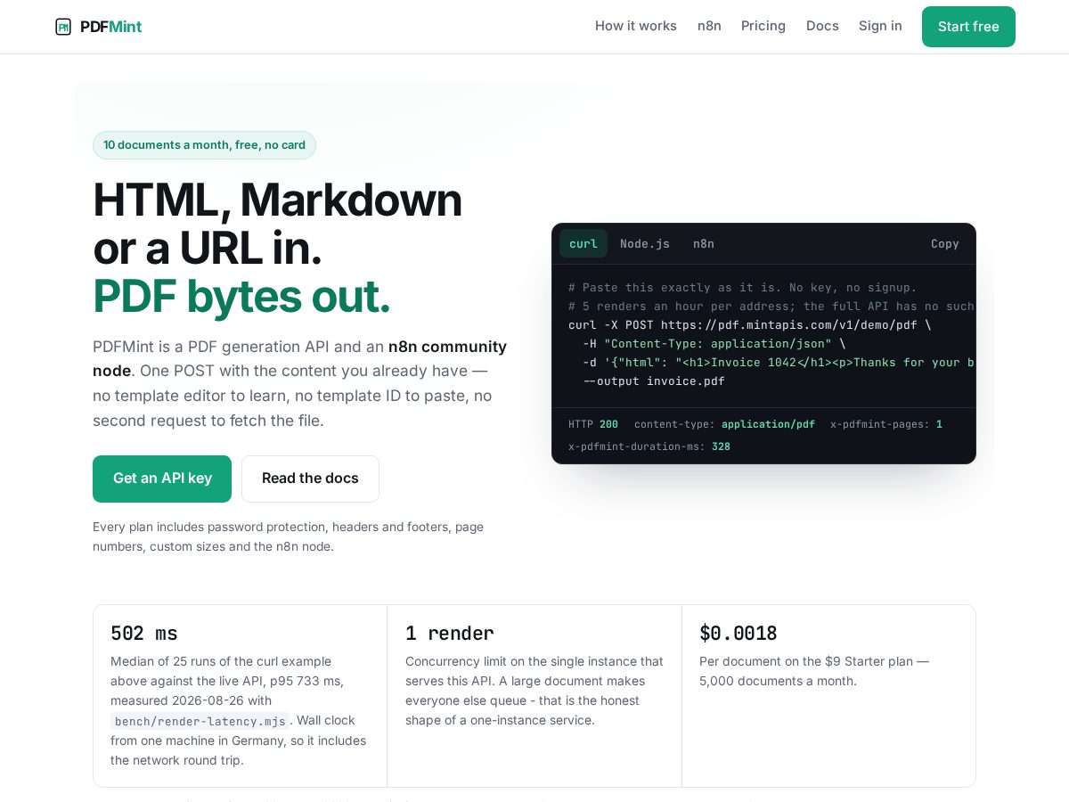 Landing-page snapshot of mintapis.com