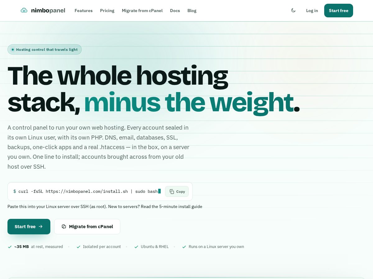 Landing-page snapshot of nimbopanel.com