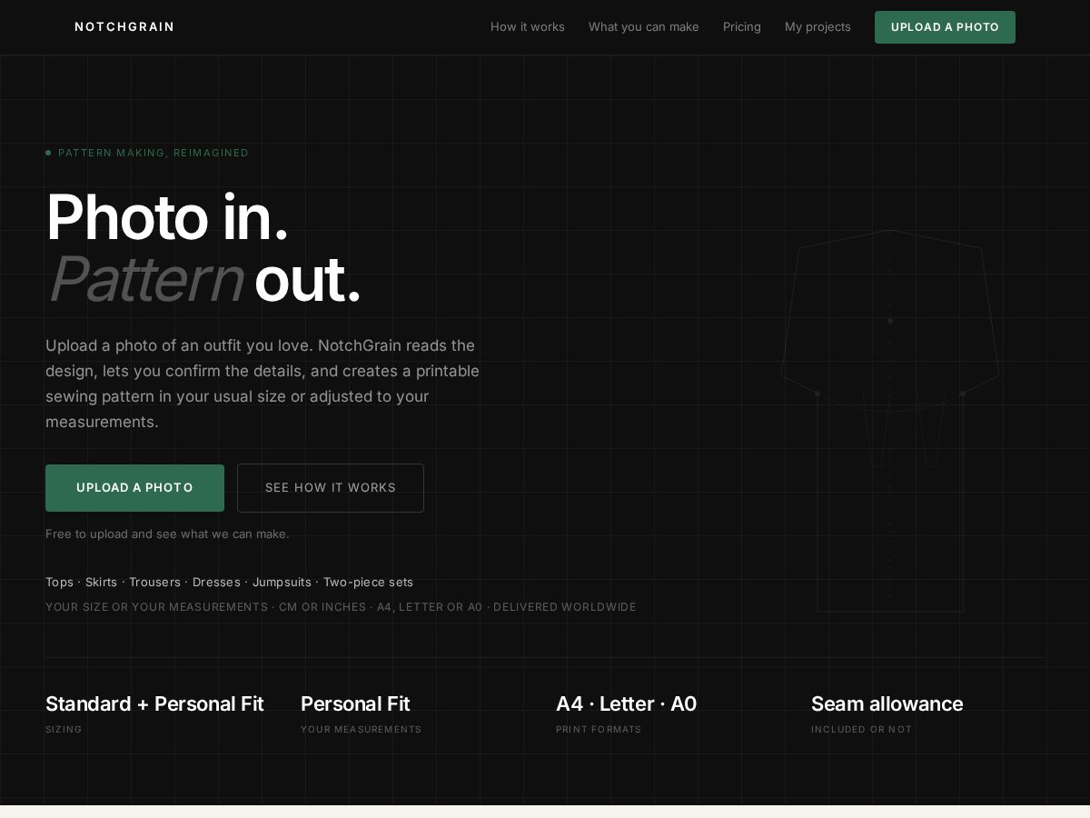 Landing-page snapshot of notchgrain.com