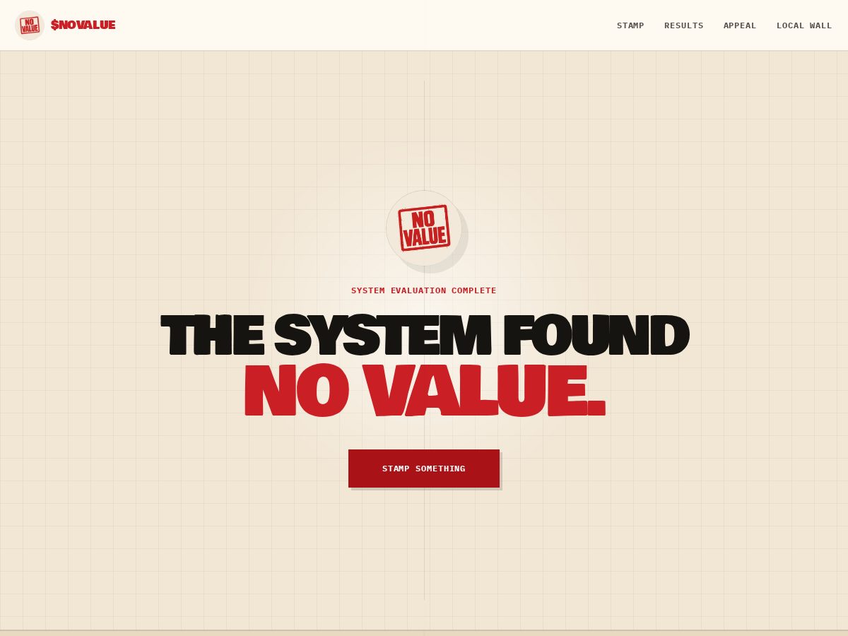 Landing-page snapshot of novalue.shop