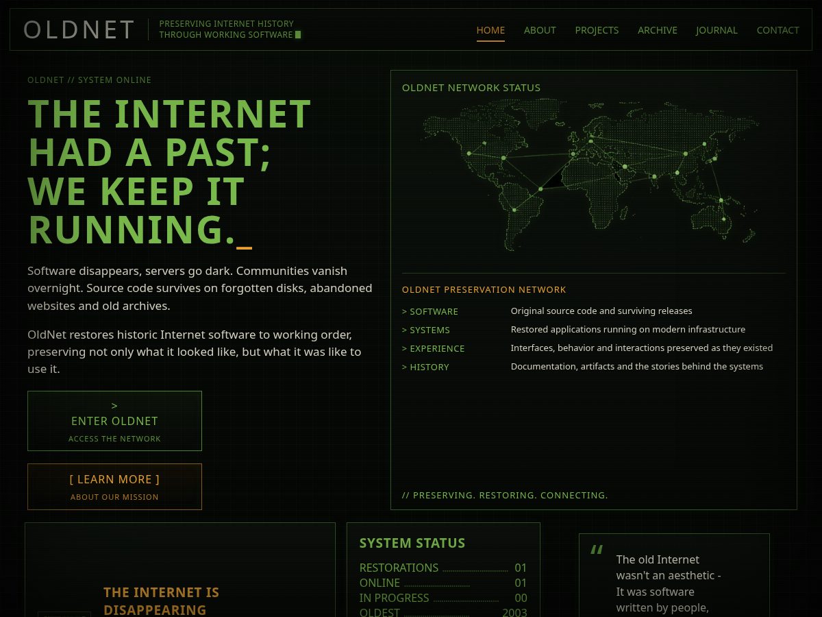 Landing-page snapshot of oldnet.org