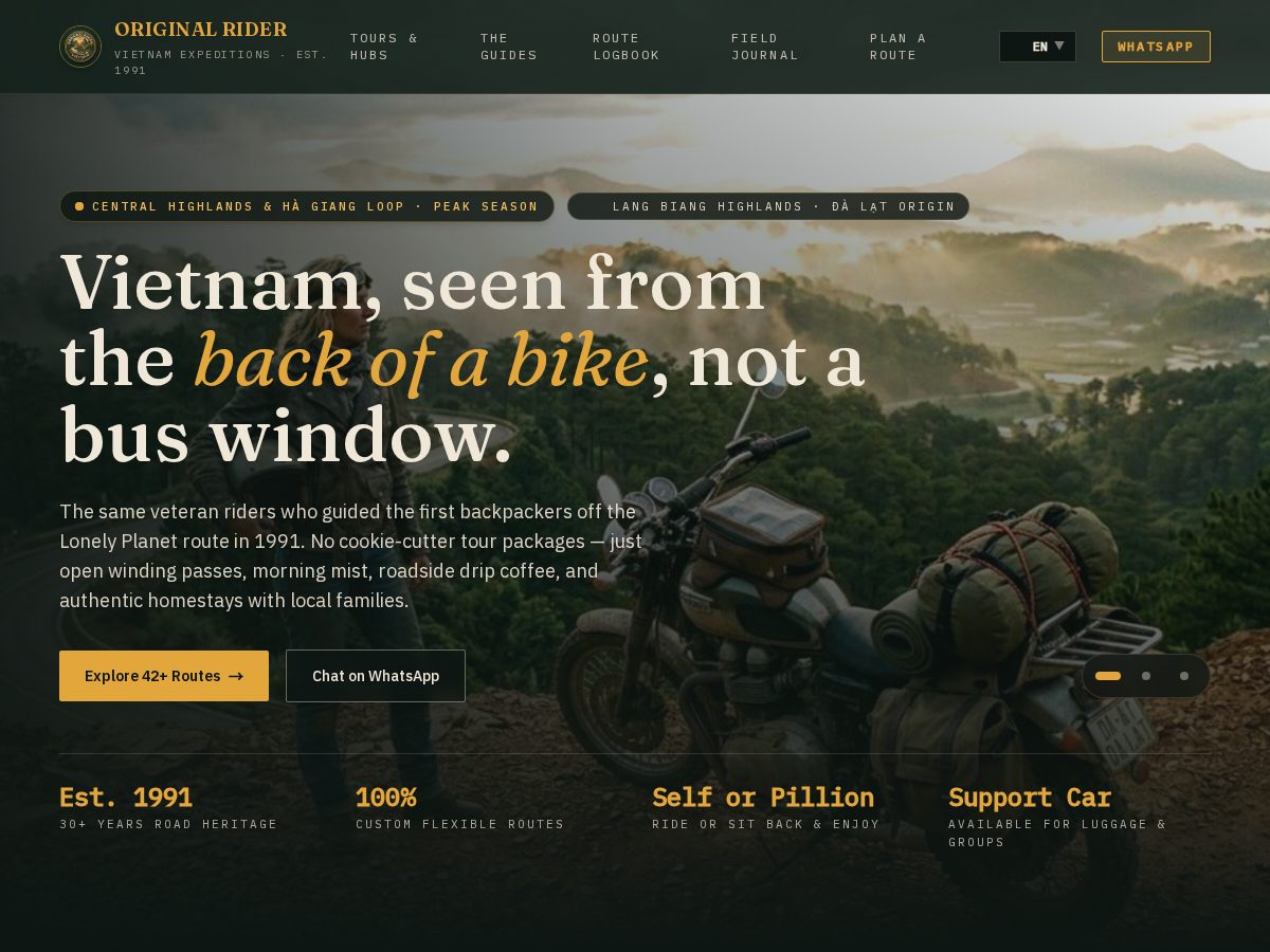 Landing-page snapshot of originalridervietnam.com