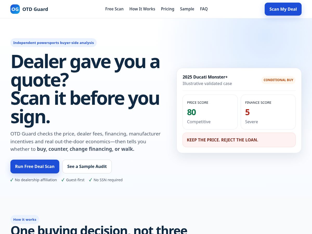 Landing-page snapshot of otdguard.com
