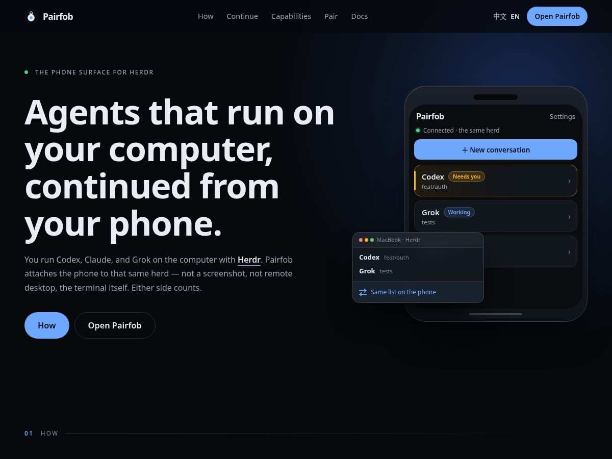 Landing-page snapshot of pairfob.com