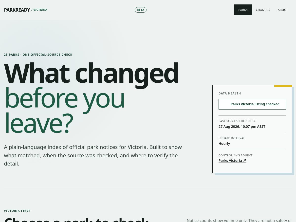Landing-page snapshot of parkready.net