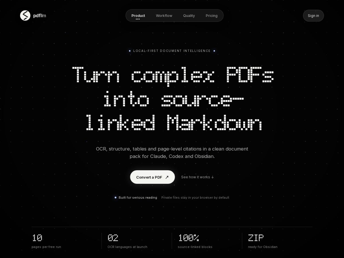 Landing-page snapshot of pdfllm.xyz