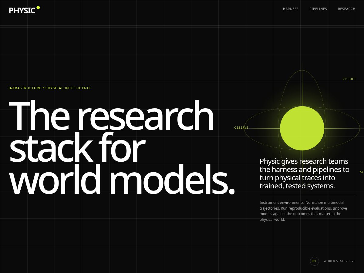 Landing-page snapshot of physicintel.com