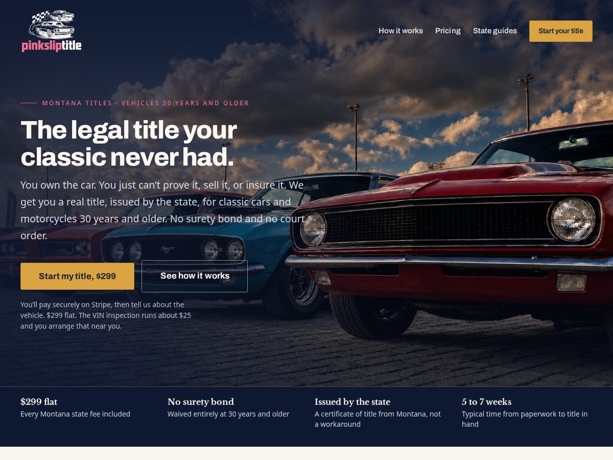 Landing-page snapshot of pinksliptitle.com