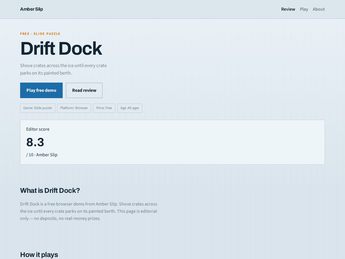 Landing-page snapshot of playdriftdock.com