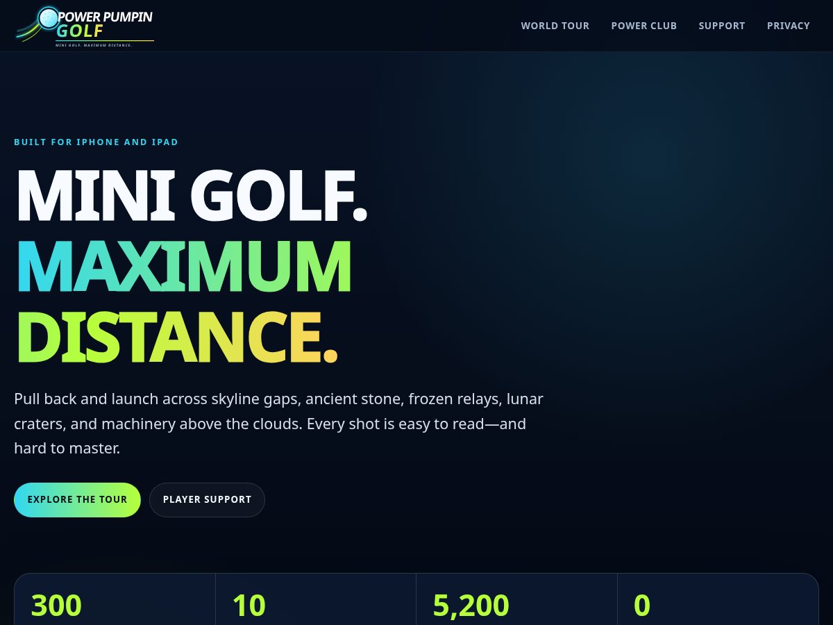 Landing-page snapshot of powerpumpingolf.com