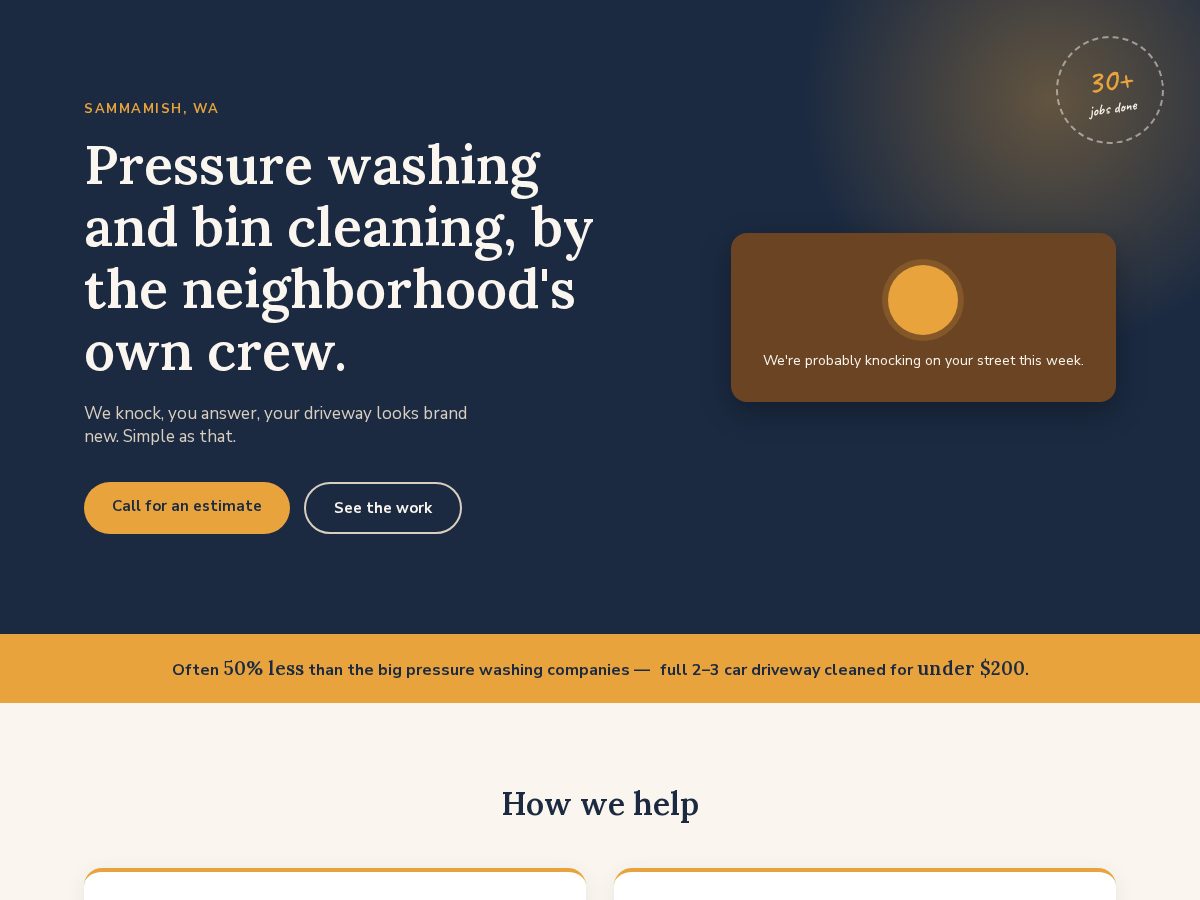 Landing-page snapshot of powerwashpnw.com