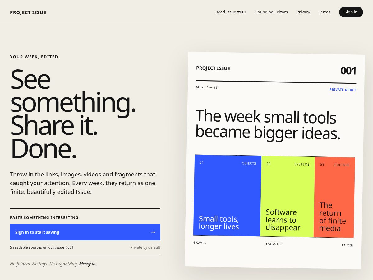 Landing-page snapshot of projectissue.page