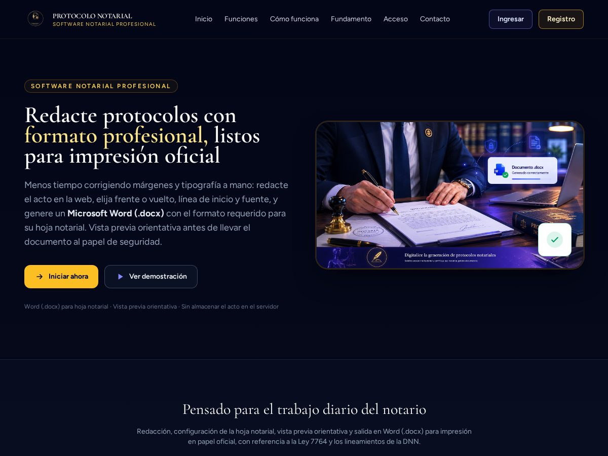 Landing-page snapshot of protocolonotarial.com