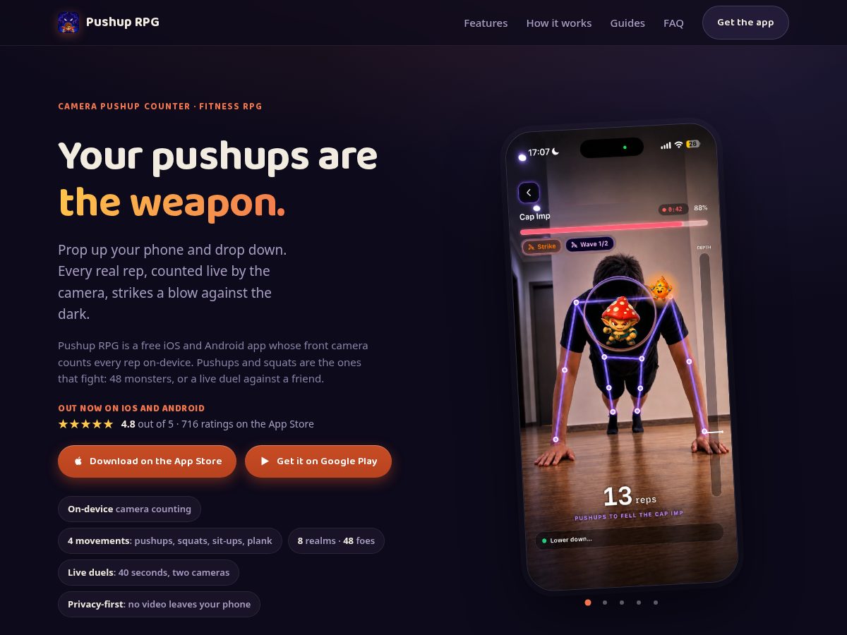 Landing-page snapshot of push-up.lol
