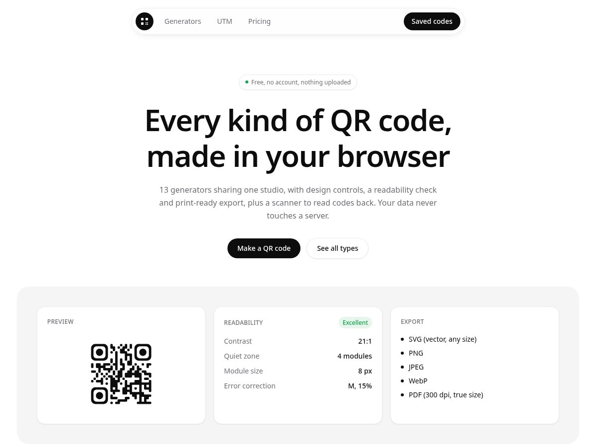 Landing-page snapshot of qrpress.org