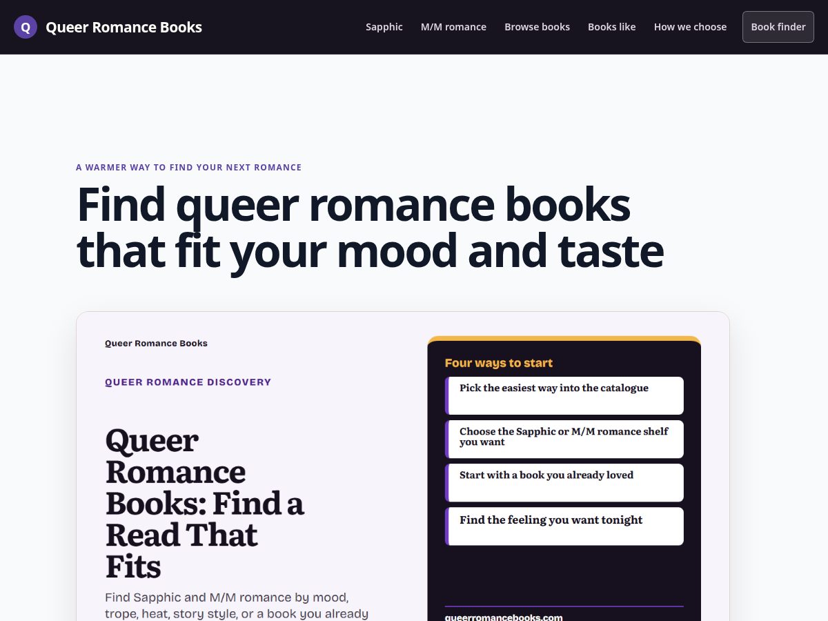 Landing-page snapshot of queerromancebooks.com