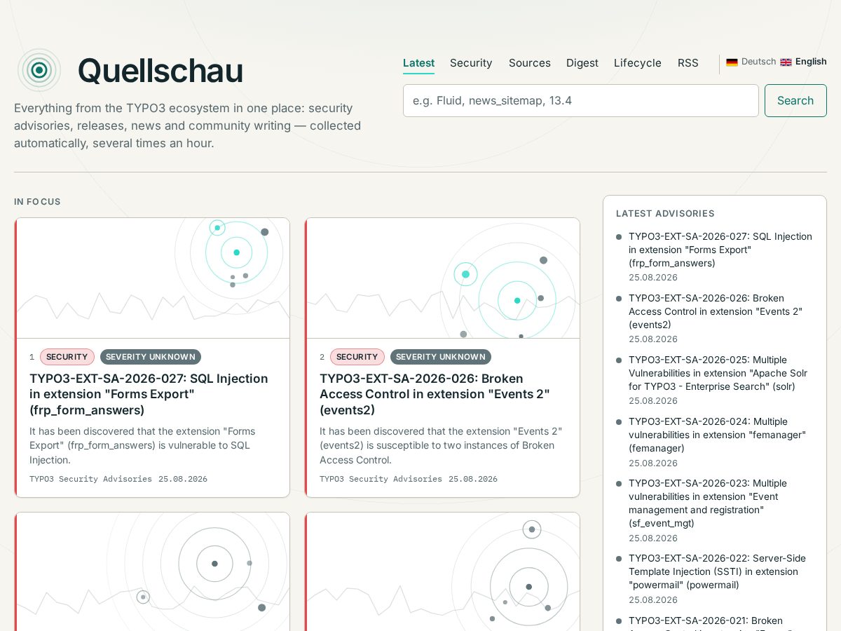 Landing-page snapshot of quellschau.com