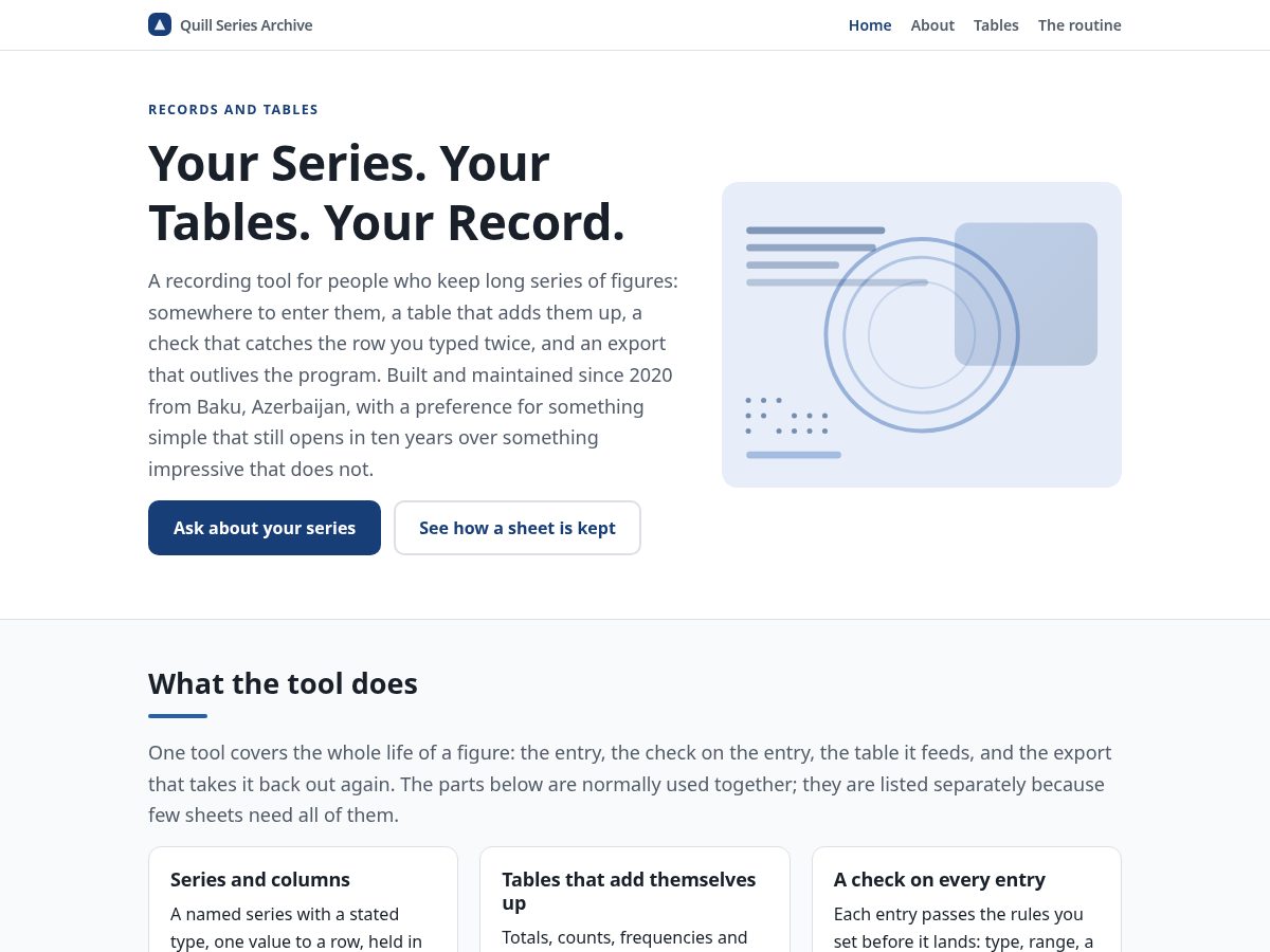 Landing-page snapshot of quillseriesarchive.online